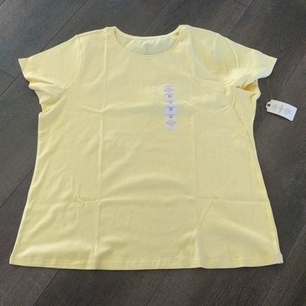 NWT St. John’s Bay T-Shirt 3X Yellow Essential Tee 100% Cotton Round Neck